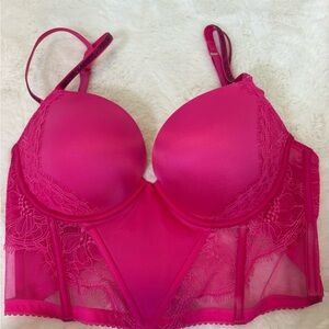 Victoria’s Secret very sexy hot pink rhinestone strap corset bra size 34D